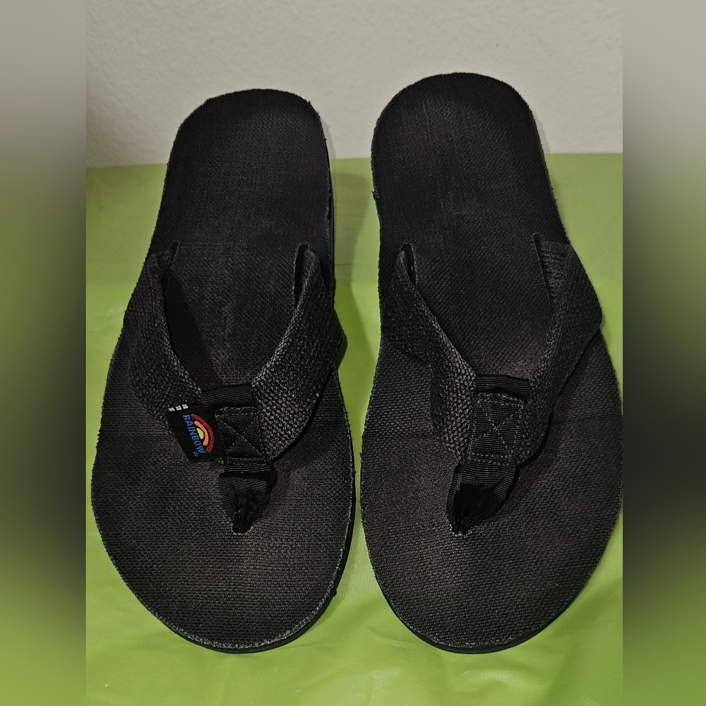 Rainbow Textured Black Sandals